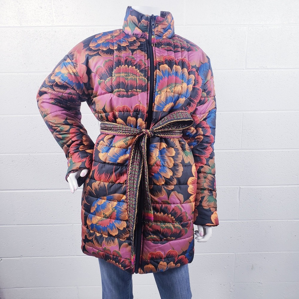 Farm Rio Reversible Puffer Jacket Patchwork Flora… - image 5